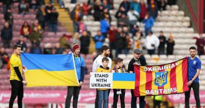 Derek Adams - Mark Hughes - Watch: Bradford City show solidarity with Ukraine in powerful gesture during Mark Hughes' first game - msn.com - Russia - Manchester - Ukraine -  Bradford - county Bradford -  Mansfield