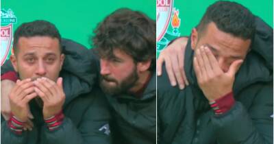 Thiago: Liverpool ace consoled by Alisson after suffering injury before Carabao Cup final