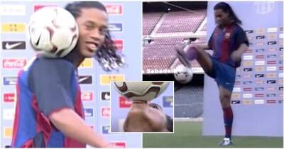 Ronaldinho's stunning skills at Barcelona unveiling in 2003 will never be beaten