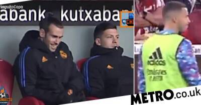 Gareth Bale caught laughing at Eden Hazard being kept on the bench during Real Madrid’s defeat to Athletic Bilbao