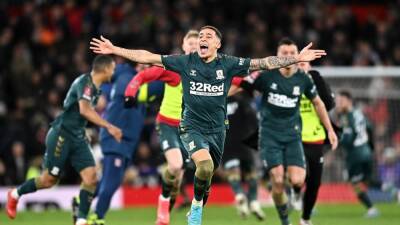 Cristiano Ronaldo - Ralf Rangnick - Marcus Rashford - Jadon Sancho - Bruno Fernandes - Anthony Elanga - Chris Wilder - Duncan Watmore - Ralf Rangnick rages at handball rule as Middlesbrough stun Manchester United in FA Cup - thenationalnews.com - Manchester -  Sancho