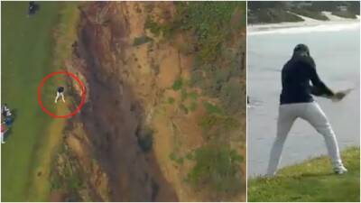 Pebble Beach Pro-Am: Jordan Spieth hits terrifying shot from edge of 70 ft cliff