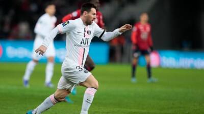 Messi scores as leader PSG wins at defending champ Lille