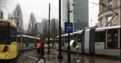 Trams queue back-to-back in Manchester city centre as Metrolink lines hit by delays