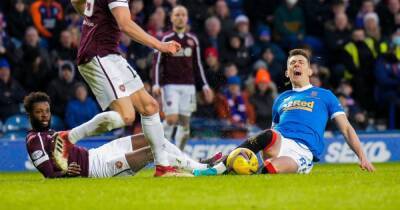 Ryan Jack calls out Rangers vs Hearts referee Willie Collum as he quips 'I slipped' after Beni Baningime challenge
