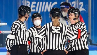 Winter Olympics 2022 - An ice hockey referee suffered a nasty blow to the mouth during USA v Canada clash
