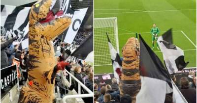 A Newcastle fan genuinely dressed up as a dinosaur to wind up Jordan Pickford