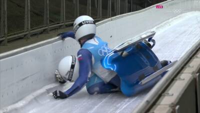Winter Olympics 2022 - Tomas Vavercak and Matej Zmij rescue luge run after chaotic crash but miss out on medals