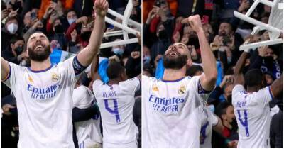 Karim Benzema - David Alaba - Gianluigi Donnarumma - Paris Saint-Germain - Real Madrid 3-1 PSG: David Alaba's wild celebration after Karim Benzema's winner - givemesport.com