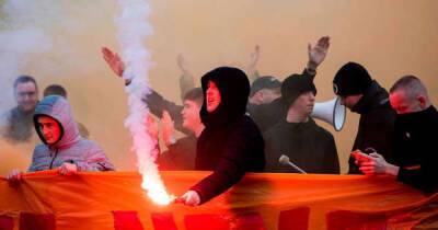 Motherwell fans roar Scottish Cup hopefuls on at training with huge banner and flares