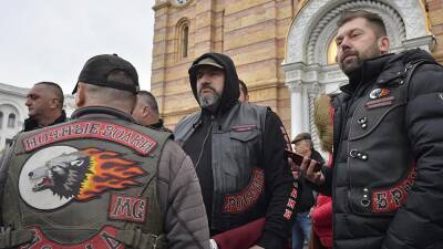 Bosnian Serb branch of Russian 'Night Wolves' biker group stage pro-Putin protests
