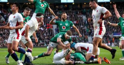 Marcus Smith - Charlie Ewels - Kyle Sinckler - Will Stuart - James Ryan - Iain Henderson - Garry Ringrose - Hugo Keenan - Caelan Doris - Ireland lead England at half-time following Ewels red card - breakingnews.ie - Ireland