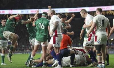 Eddie Jones - Charlie Ewels - Ellis Genge - Sam Simmonds - James Ryan - Finlay Bealham - Jack Conan - Mathieu Raynal - Ireland hold off England to stay in Six Nations title hunt after Ewels’ early red - theguardian.com - France - Ireland