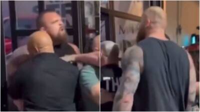 Eddie Hall - Hafthor Bjornsson - Eddie Hall vs Hafthor Bjornsson: Rivals spat at each other during heated clash - givemesport.com - county Hall