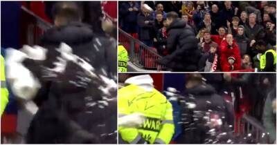 Man Utd fans pelt Simeone with projectiles after Atletico loss
