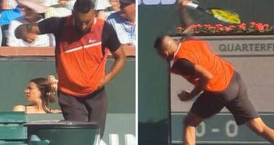Nick Kyrgios smashes racket and punches board in anger during Rafa Nadal clash