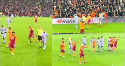 Crazy scenes as Jordi Alba loses it with Galatasaray’s fans and boots ball at them
