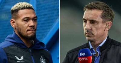 'Seriously': Gary Neville laughs at Sky Sports reporter for 'weird' Joelinton Newcastle question