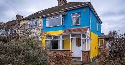 Couple paint their home like Ukraine flag to show support for country in Russia-Ukraine war