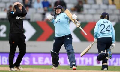 Nat Sciver - Sophie Ecclestone - Sophia Dunkley - Katherine Brunt - England wobble but wriggle past New Zealand to stay in World Cup reckoning - theguardian.com - New Zealand - Bangladesh - Pakistan - county Cross