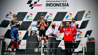 Fabio Quartararo - Miguel Oliveira - Johann Zarco - Joko Widodo - Jokowi Congratulates All Parties for Successful MotoGP Mandalika - en.tempo.co - Indonesia -  Jakarta