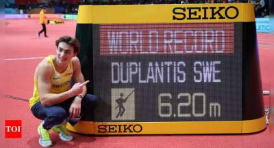 Sweden's Armand Duplantis breaks own indoor pole vault world record