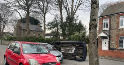 Live updates as car overturns on busy Cardiff road - walesonline.co.uk