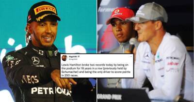 Max Verstappen - Lewis Hamilton - George Russell - Sergio Perez - Michael Schumacher - Charles Leclerc - Carlos Sainz - Lewis Hamilton broke two more F1 records at Bahrain GP - givemesport.com - Bahrain