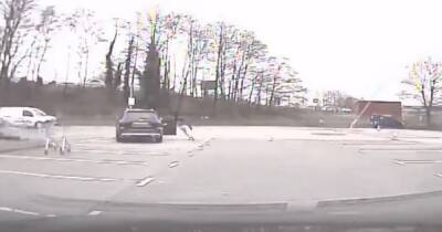 Dramatic footage shows moment suspect flees from stolen Mercedes before police arrest