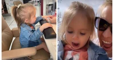 Gemma Atkinson shares snap of her two-year-old daughter having her nails painted after business meeting