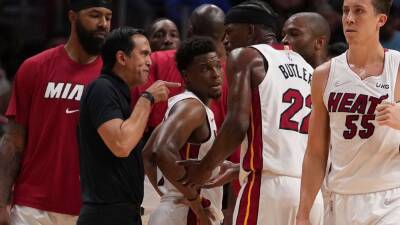 Miami Heat's frustrations boil over in Jimmy Butler-Udonis Haslem spat during loss to Warriors