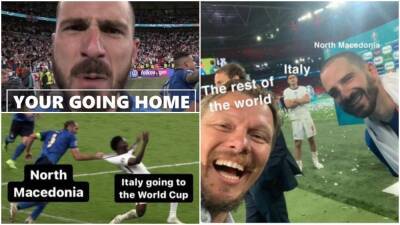 Giorgio Chiellini - Leonardo Bonucci - England Football - Italy to miss World Cup: England fans savage Euro 2020 winners on social media - givemesport.com - Britain - Qatar - Italy - Macedonia -  Rome