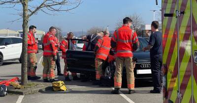 Firefighters rescue man trapped between two cars after Snipe Retail Park crash