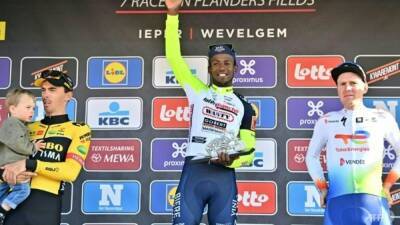 Christophe Laporte - Eritrea's Girmay makes history as first African to win one-day cycling classic - channelnewsasia.com - Belgium - Eritrea