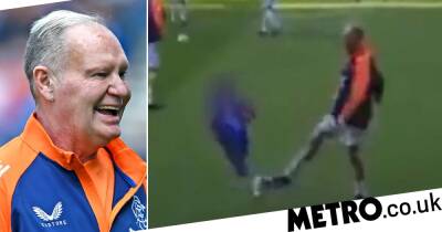 Paul Gascoigne slammed after tripping up young boy on the pitch before Rangers game