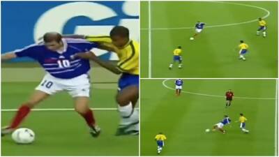 Roberto Carlos - Zinedine Zidane - Michel Platini - World Cup: Zinedine Zidane's highlights from 1998 final - givemesport.com - France - Brazil