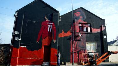 Giant mural of Mohamed Salah near Liverpool's ground close to completion - in pictures