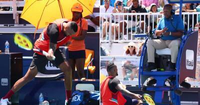 Naomi Osaka - Nick Kyrgios - Carlos Bernardes - Nick Kyrgios smashes racket, abuses umpire and needs security to intervene in Miami Open defeat - metro.co.uk - Russia - Australia - county Miami