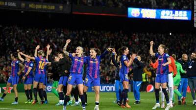 Record crowd watches Barcelona thrash Real Madrid in Women's Champions League