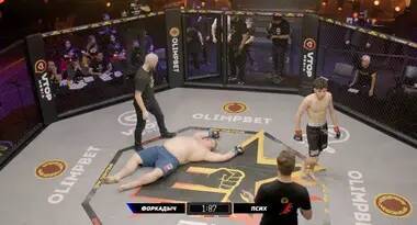 Huge 27-STONE Russian MMA Fighter Floored By Skinny Opponent's Sucker Punch In Bizarre Mismatch