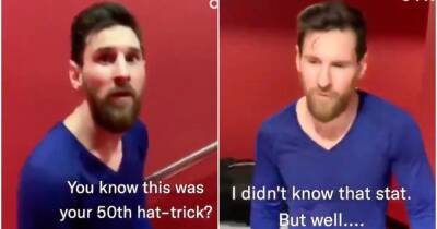 Lionel Messi: Barcelona legend's reaction to scoring 50th career hat-trick goes viral again