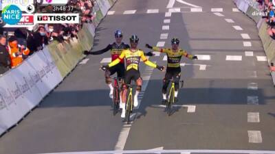 Wout Van-Aert - Christophe Laporte - Mads Pedersen - Resumen y resultado de la París-Niza: etapa 1 | Exhibición histórica del Jumbo: triplete y hegemonía - en.as.com - Bahrain