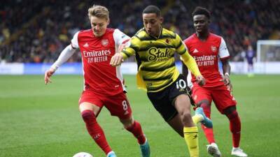 Martin Odegaard - Alexandre Lacazette - Gabriel Martinelli - Aaron Ramsdale - Tom Cleverley - Arsenal pile misery on Watford with 3-2 win - channelnewsasia.com - county Early