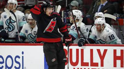 Martin Necas breaks scoring drought as Hurricanes top Kraken