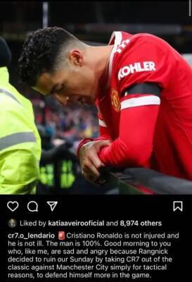 Kevin De-Bruyne - Roy Keane - Cristiano Ronaldo's Sister Likes Instagram Post Claiming The Manchester United Star Is NOT Injured - sportbible.com - Manchester