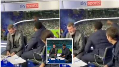 Man City 4-1 Man Utd: Micah Richards celebrates next to Roy Keane
