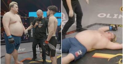 27-stone MMA fighter gets floored by 18-year-old teenager in complete mismatch