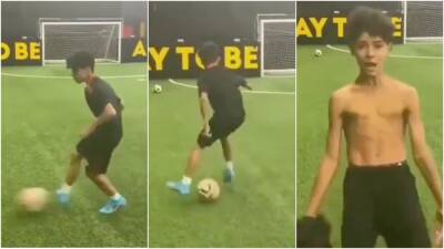 Cristiano Ronaldo Jr is looking more like his dad as new footage goes viral