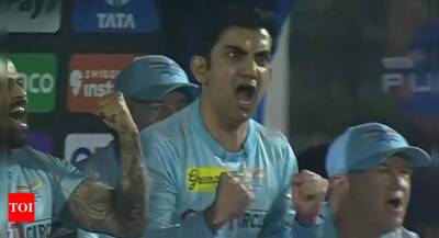 Quinton De-Kock - IPL 2022: Gautam Gambhir's reaction goes viral as Lucknow Super Giants register maiden win - timesofindia.indiatimes.com - India -  Chennai