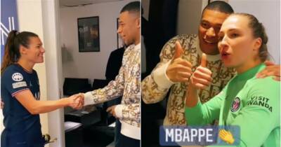Kylian Mbappe spotted congratulating PSG Women after Champions League win